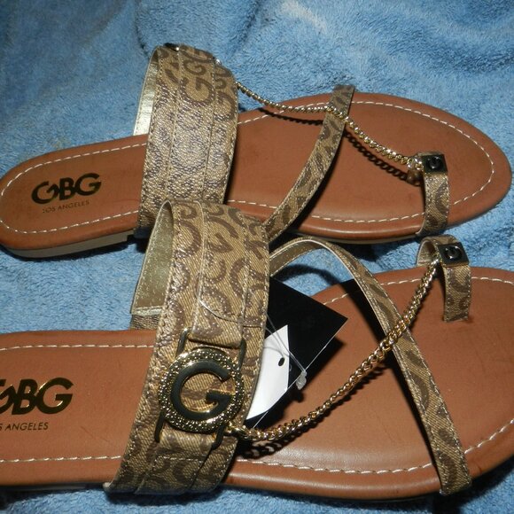 GBG Los Angeles Leather G Buckle Logo Toe ring Slide Sandals🆕FAST😮‍💨⚡🚚 - Picture 10 of 16